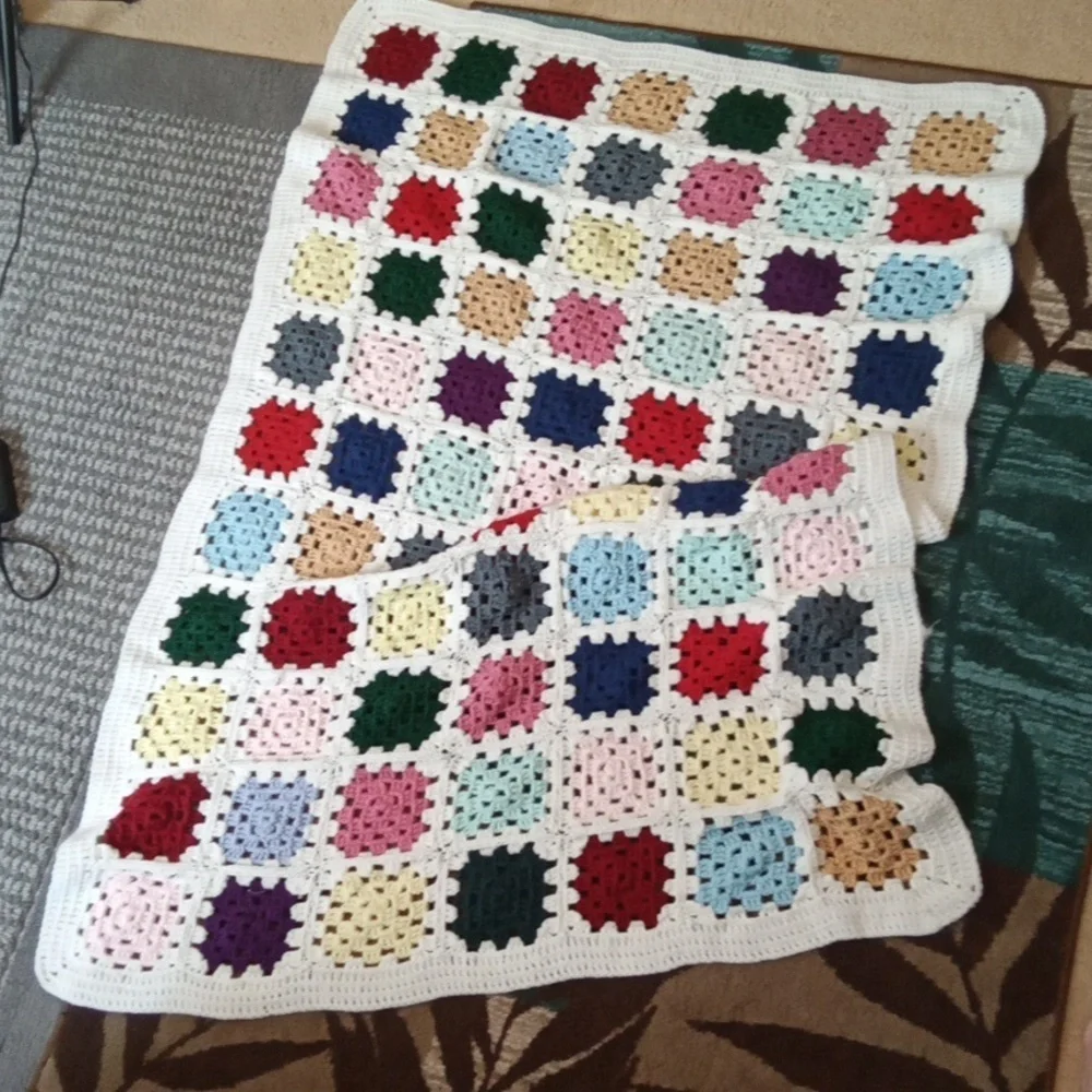Colorful Crochet Handmade Square Throwblanket 60X 37